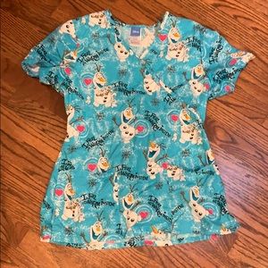 Frozen Olaf scrub top